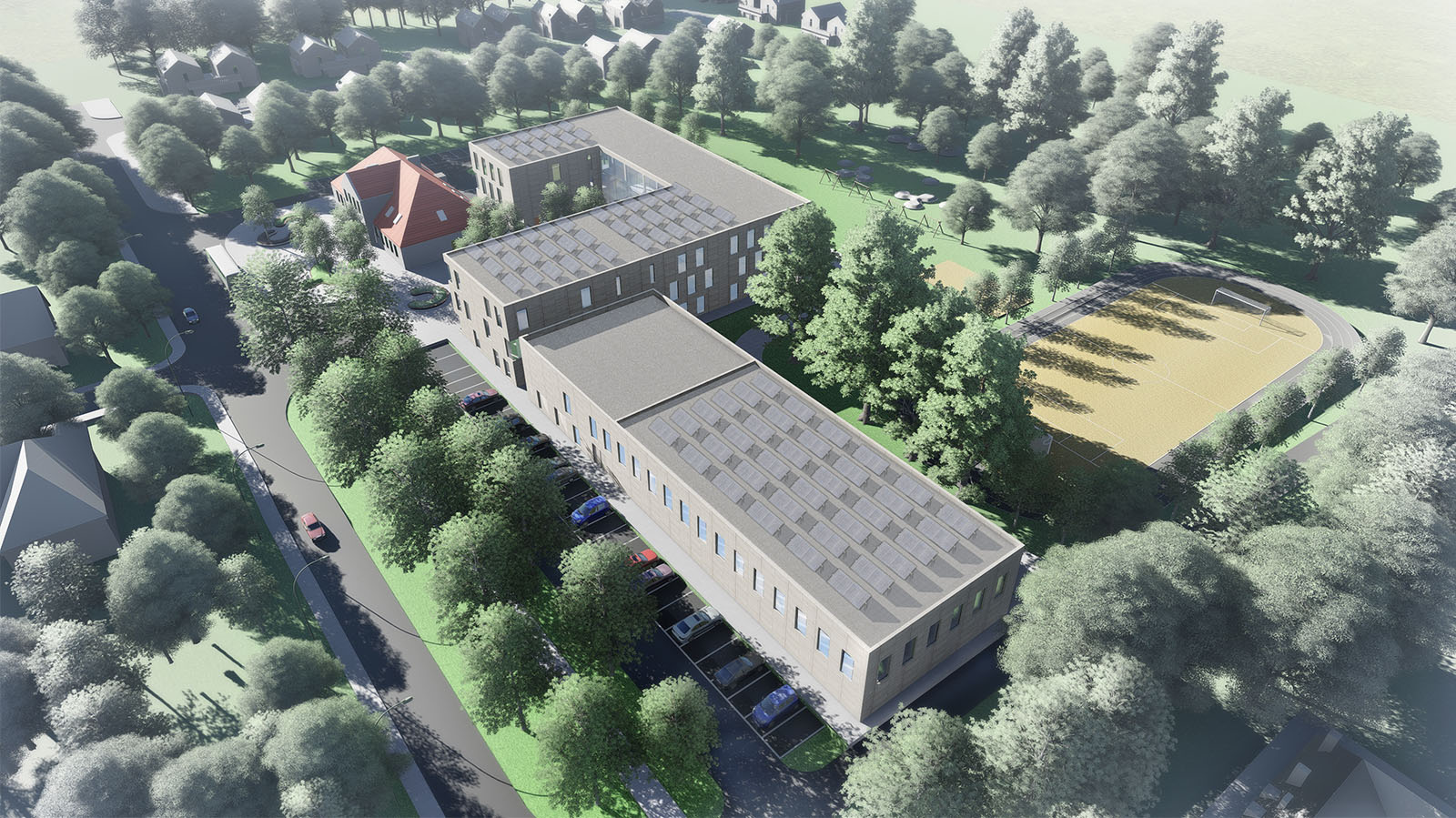 Zwycięski projekt konkursowy rozbudowy Szkoły w Wirach w Gminie Komornika obok Poznania